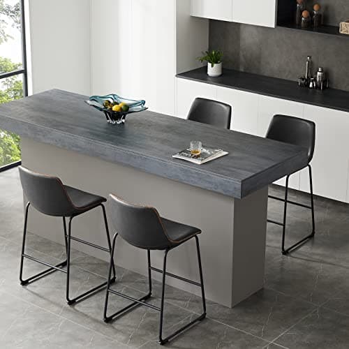 Sweetcrispy Modern Faux Leather Bar Stools Set of 4, 26 Inch Seat Height Black Chairs