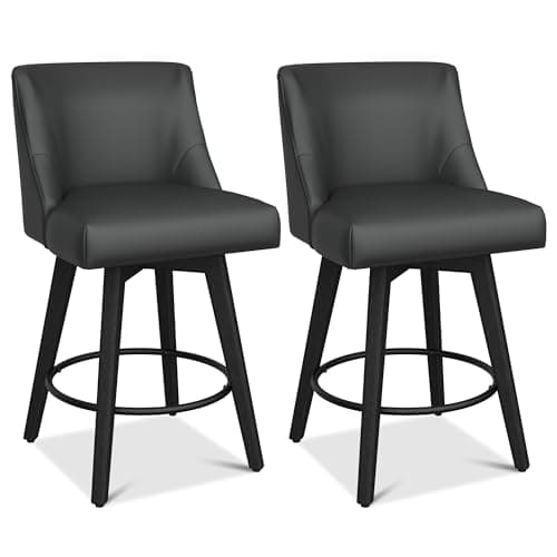 Rustic Black Counter Height Bar Stools, 26" Swivel Seat