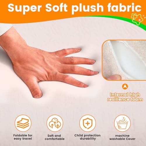 Portable Toddler Floor Bed, Soft, Safe & Washable White for Home/Travel/Naps