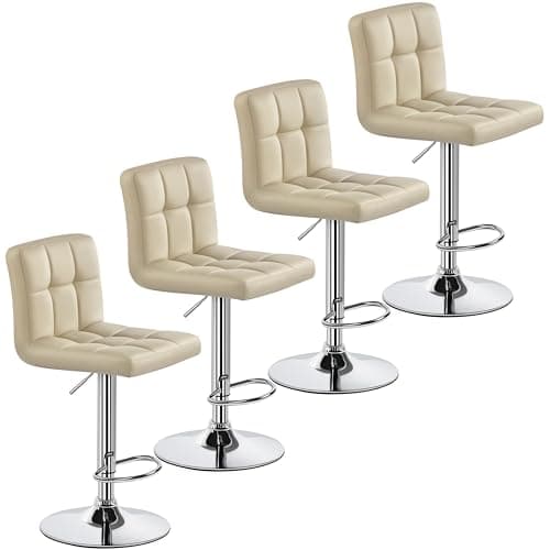 Yaheetech Lightweight PU Bar Stool Set, Modern Counter Height with Back and Footrest