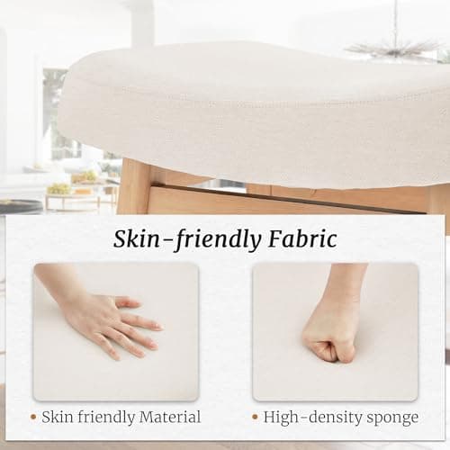 2 Pack Beige Fabric Sturdy Wood Leg Bar Stools, Counter Height, Kitchen & Bar