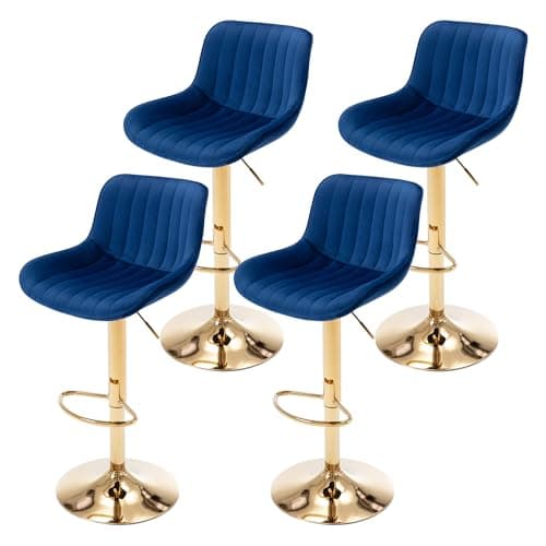 Beige Modern Velvet Swivel Bar Stools, Counter Height with Backs Set of 4