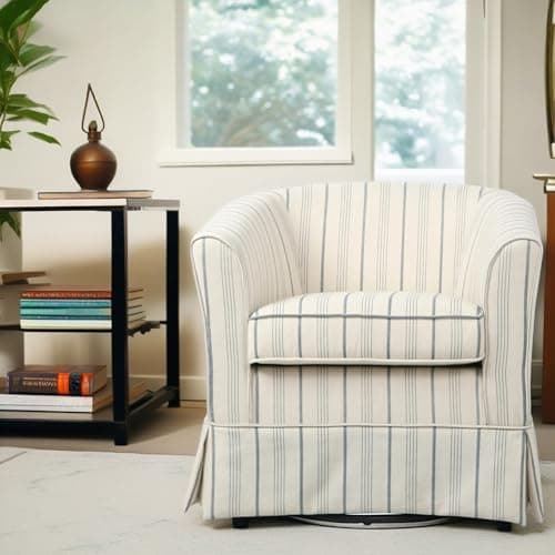 Christopher Knight Home Beige/Blue Stripe 360-Degree Swivel Club Chair