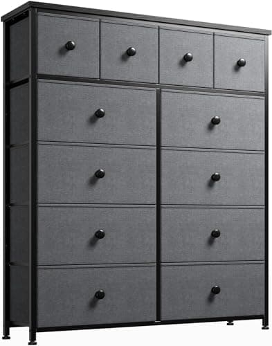 EnHomee Black Dresser for Bedroom with 12 Drawers, 40.7 W x 43.8 H, Fabric Storage