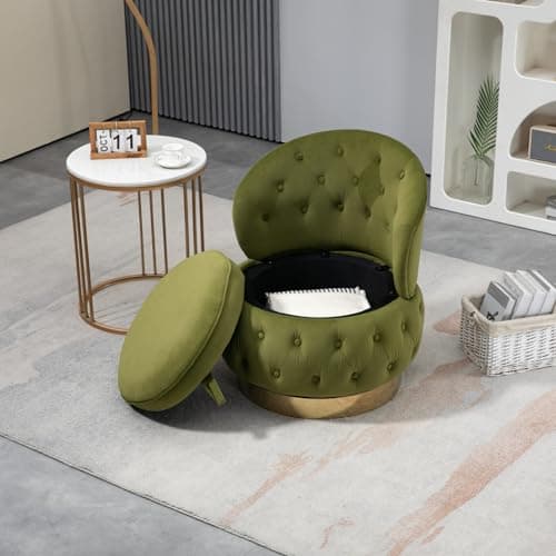 Velvet Swivel Accent Chair with Storage