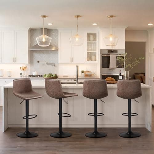 Yaheetech Adjustable Bar Stools Set of 4, Brown