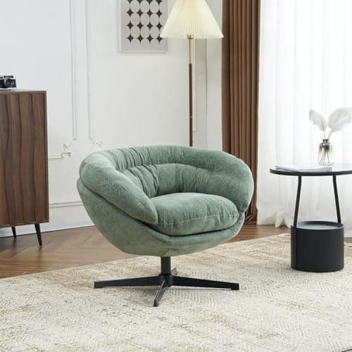 360 Degree Swivel Chenille Upholstered Accent Chair, Gray Metal Base Office Chair