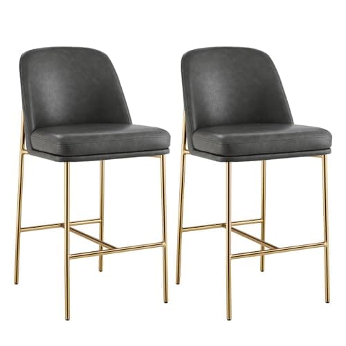 FSC Certified White Fabric Bar Stools, 27" Seat Height, Set of 2