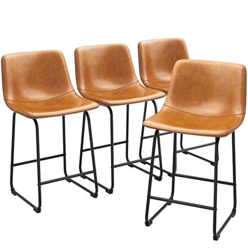 Set of 4 Urban Modern Bar Stools for Kitchen Island in Brown