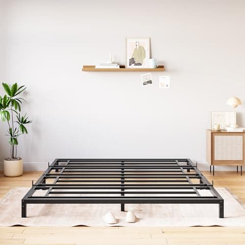 IDEALHOUSE Full Size Heavy Duty Metal Bed Frame, No Box Spring Needed, Black, Easy Assembly