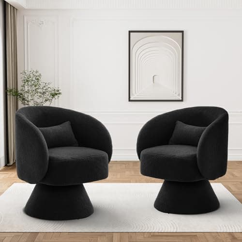 White Teddy Bear Boucle Sherpa Swivel Armchair, 360 Degree Spin for Living Room & Bedroom