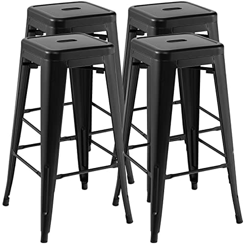 COSTWAY Black Stackable 24" Bar Stool Set, X-Reinforced, Kitchen & Pub