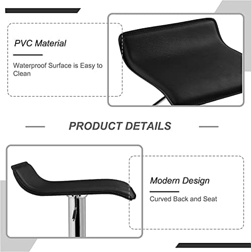 Set of 4 Adjustable Armless Black Bar Stools for Kitchen and Bar