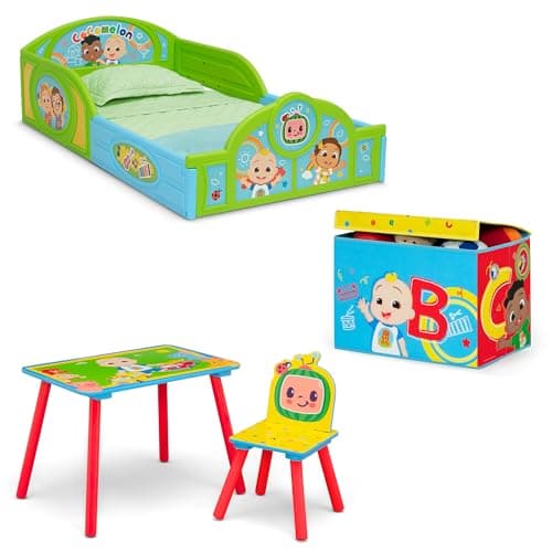 Delta Children CoComelon Green Room-in-a-Box Set: Bed, Table, Chair, Toy Box