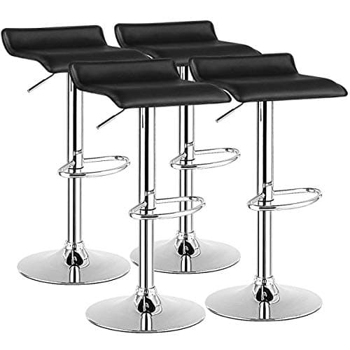 COSTWAY Modern Swivel Bar Stools Set of 2, Adjustable Height & Footrest, White.Chrome Hydraulics