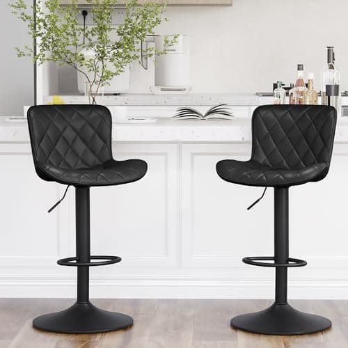YOUNUOKE Counter Height Swivel Bar Stools, Light Grey Faux Leather, Set of 2