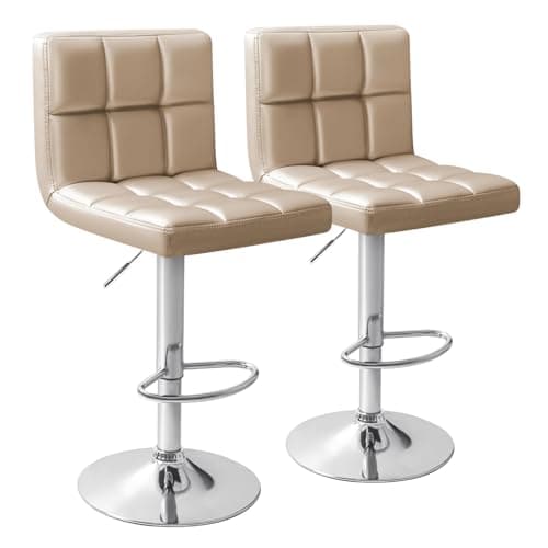 Homall Black PU Leather Adjustable Bar Stools for Kitchen Counter (Set of 2)