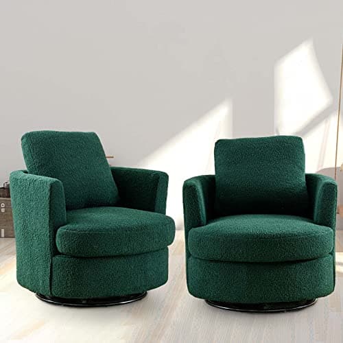 Set of 2 Modern Swivel Barrel Chairs for Nursery, Living Room, Bedroom - Light Blue