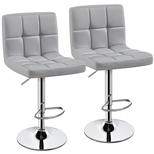 Set of 2 Modern Adjustable Bar Stools with Backrest and Footrest