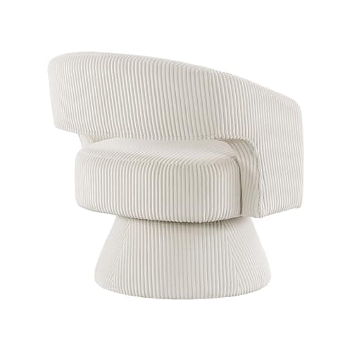Beige Lexicon 360 Degree Swivel Corduroy Arm Chair for Living Room