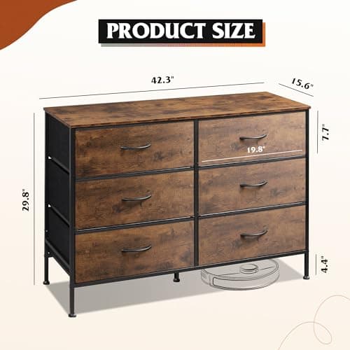 Rustic Brown Wood Grain Dresser with 6 Drawers and TV Stand for 50 TV