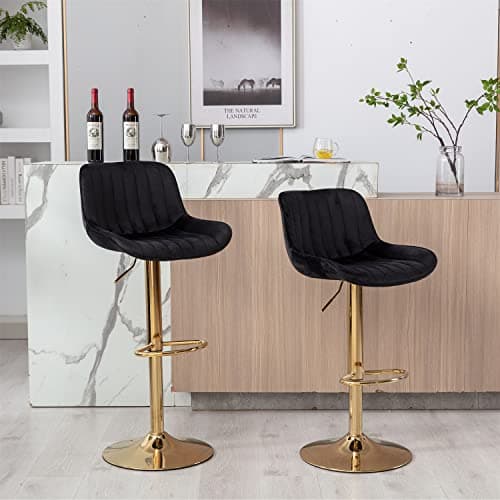 Adjustable Swivel Bar Stools Set with Back and Footrest, 2-Pack Gray Color for Kitchen Pub Dining
