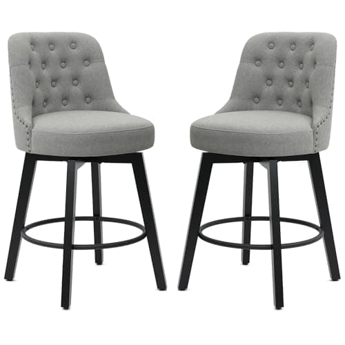 26 Inch Faux Leather Counter Height Bar Stools with Round Footrest