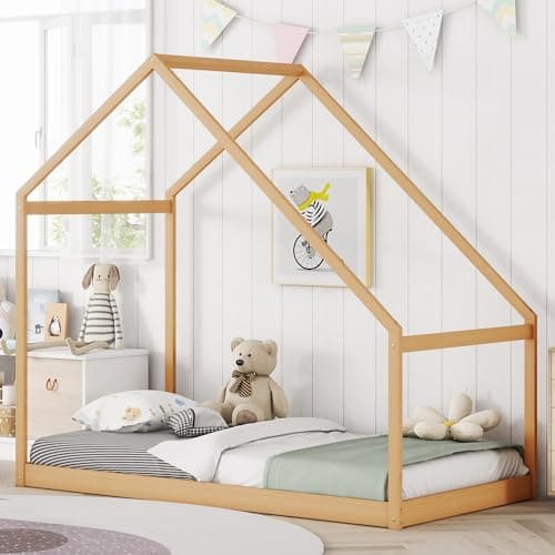 Merax Montessori Wooden Twin Bed for Kids, Sturdy & Quiet Assembly