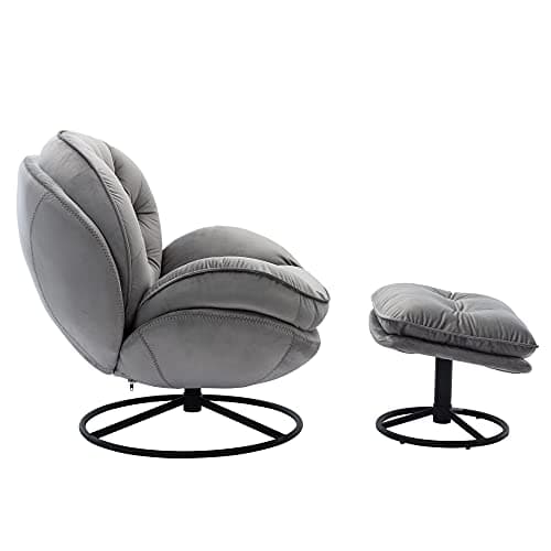 Modern Swivel Accent Chair with Ottoman for Living Room and Bedroom