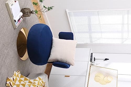 Fabric Swivel Accent Chair with Gold Metal Base, Navy Color