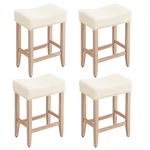 Furniliving Black Saddle Stool Set of 4, 25.7" Counter Height