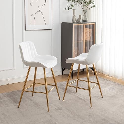 Sidanli Gold Legs Bar Stools Set of 2, Velvet 24inch Kitchen Island Barstools