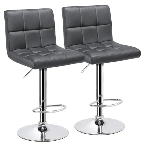 Set of 2 Modern Adjustable Bar Stools with Backrest and Footrest