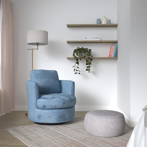 Set of 2 Modern Swivel Barrel Chairs for Nursery, Living Room, Bedroom - Light Blue