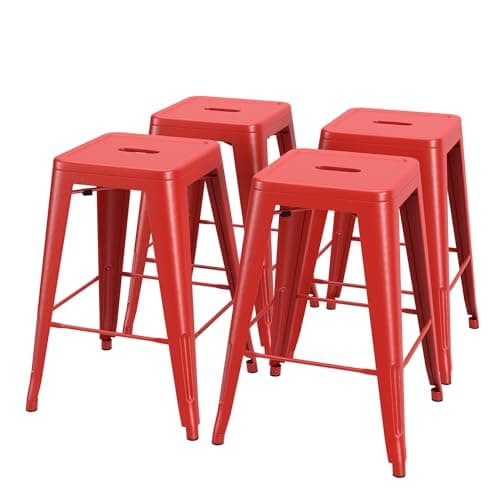 PayLessHere 24 Inch Metal Stool Set - Indoor/Outdoor Stackable Bar Chairs