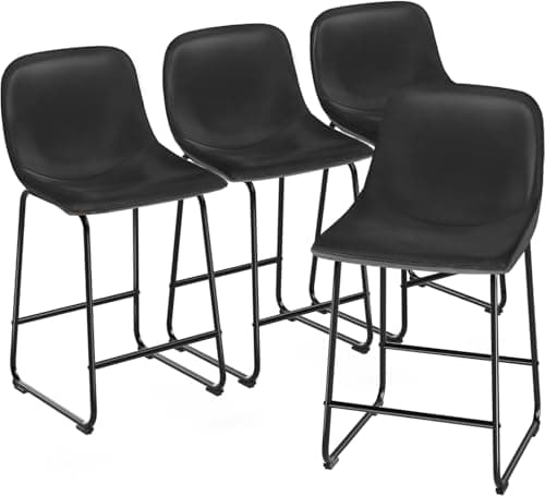 TAVR Counter Height Dining Chairs Set, Black, Vintage Style, Up to 500 lbs