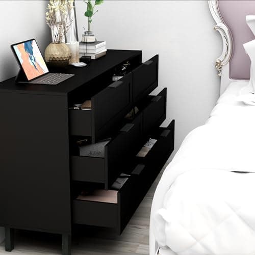 Black TaoHFE 4-Drawer Dresser for Bedroom, Modern 36inch Tall Wood Chest