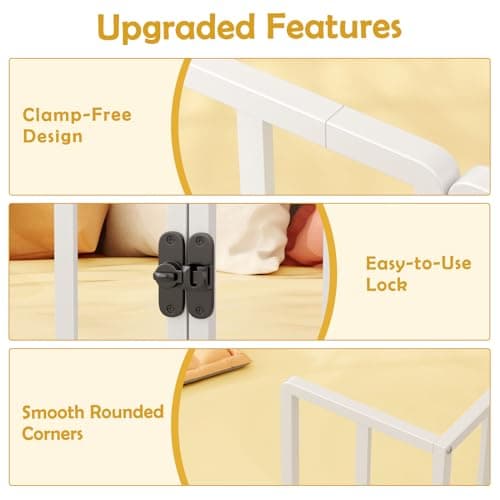 LOVMOR Safety-Fenced Twin Metal Floor Bed for Kids with Door