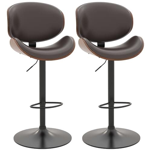 Civama Set of 4 Black PU Bar Stools with Footrest for Kitchen Island