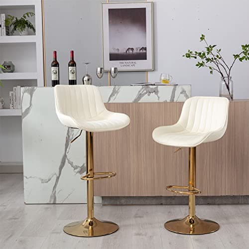 Swivel Adjustable Barstools Set of 2 with Back and Footrest