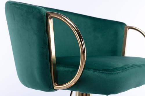 Velvet Counter Height Bar Stools Set of 2 with Chrome Footrest and Gold Base, Swivel Adjustable for Kitchen Island, Pub, Dining Room - Green