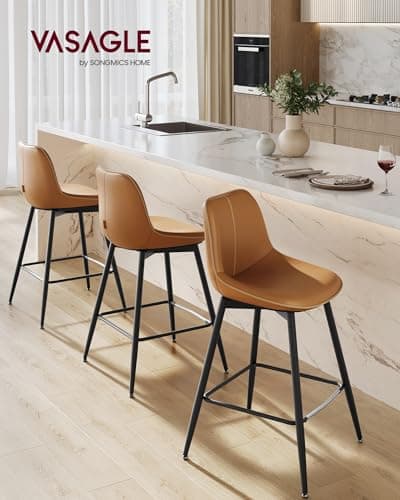 VASAGLE Caramel Brown Counter Height Bar Stools Set of 2 ULBC088K01