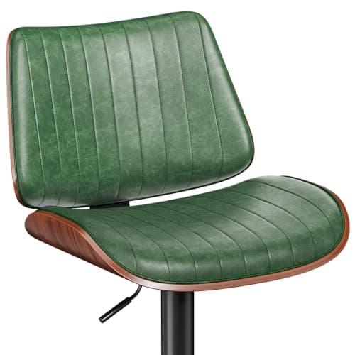 Bentwood Back Bar Stools, Black Leather Seat, Kitchen Island Set of 2