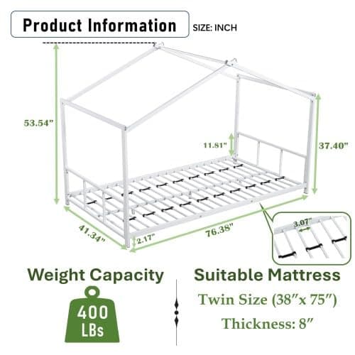 Montessori Floor Bed for Kids with Roof Design and Easy Assembly