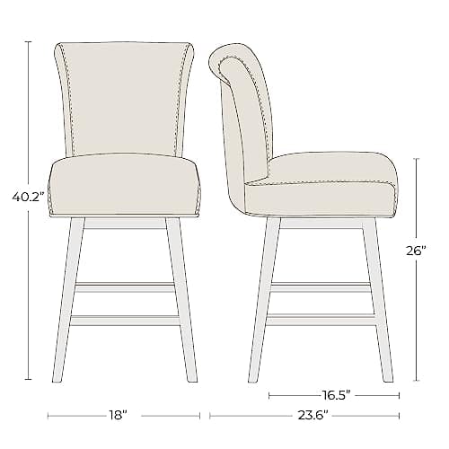 CHITA 26 Inch Modern Faux Leather Swivel Bar Stool Set of 2, Black Back