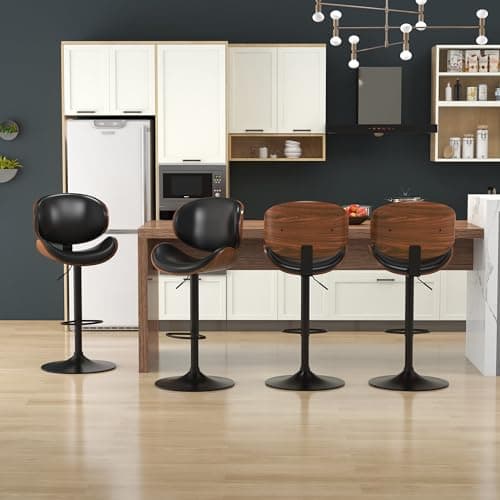KCC Black PU Leather Bar Stool Set of 4