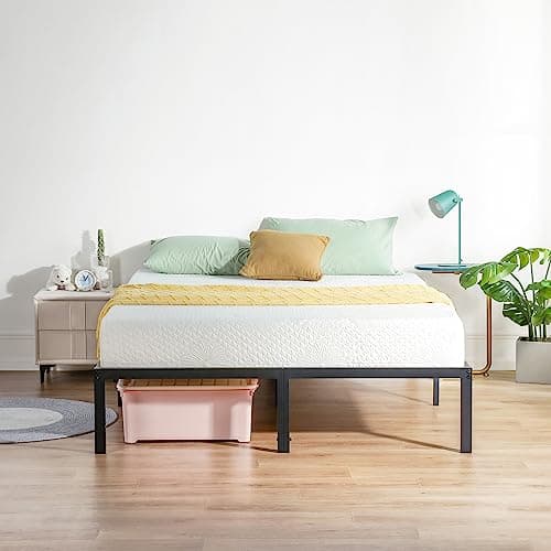 Olee Sleep Queen Size Anti-Slip Steel Bed Frame, Maximum Storage, Black