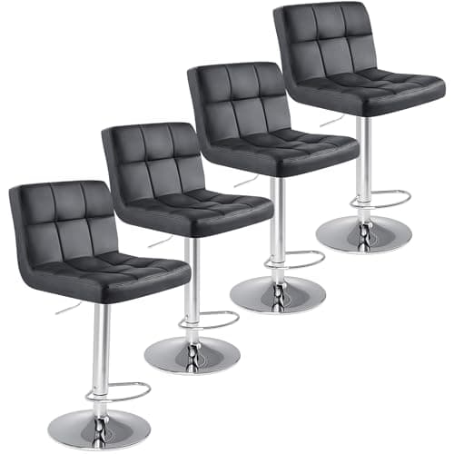 Set of 4 White PU Leather Swivel Barstools for Kitchen Counter