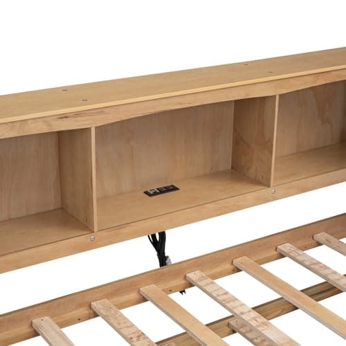 i-POOK Modern Twin Daybed with 5 Storage Cabinets & USB Ports, Wood Sofa Bed for Bedroom & Apartment