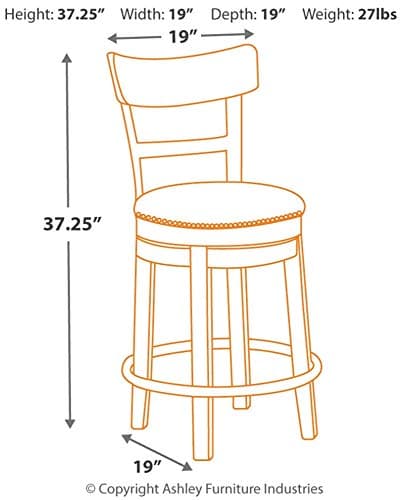 Signature Design by Ashley Light Brown Modern Farmhouse Swivel Barstool 24.25" Counter Height